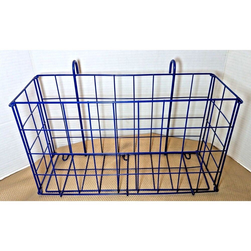 Folding Blue Wire Metal Hanging Organizer Bathroom Kitchen Crafts 15 x 10 x 5-in